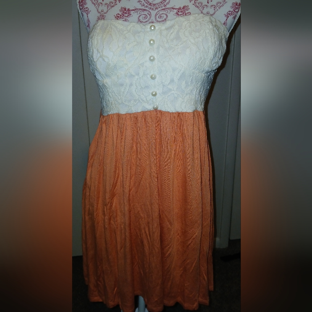Rue 21 Elegant White and Orange Lace Dress